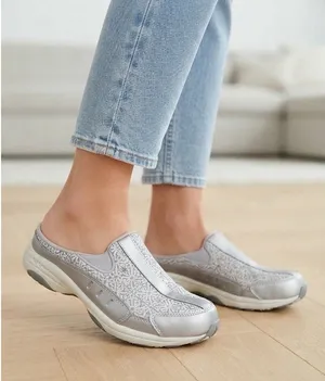 Easy Spirit women's size 10 M Gray silver glitter mules slip-on shoes thumbnail 1