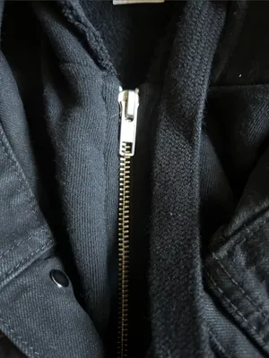 NSF Black Hooded Jean Jacket with Button Details thumbnail 4