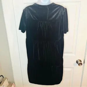 Modcloth Levels Of Levity Tiered Velvet Babydoll Dress Shift Black S NWT thumbnail 7