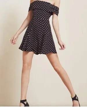 Reformation Women’s Canopy Off-Shoulder Dress in Jingle Polka Dot Retro 💕 thumbnail 3