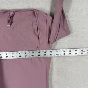 SKIMS Cotton Jersey Long Sleeve Square Neck Top Dusty Rose Mauve Small thumbnail 3