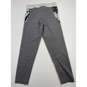 Nike Pro Floral Print Athletic Leggings‎ Grey Mint Workout Compression Pants M thumbnail 4