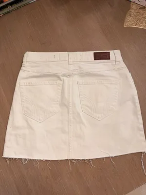 Hollister White Distressed Mini Denim Skirt thumbnail 2