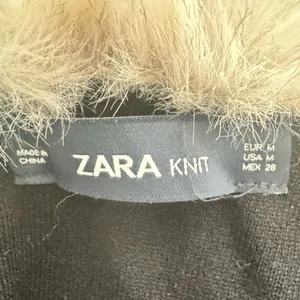 Zara Black Oversized Coat Faux Fur Collar Wool Blend Winter Coat Women M thumbnail 7
