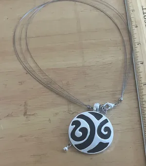 Silver and Black Pendant Necklace thumbnail 1