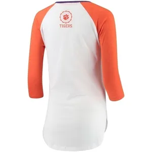 Three Ships Women's Size Medium Quinn Shirt Raglan Sleeve Clemson Tigers White thumbnail 3