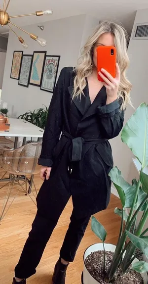 H&M Black Trench Coat thumbnail 2