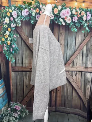 American Eagle Heather Grey Coquette Bow V-Neck Sweater Womens Size Large New thumbnail 6