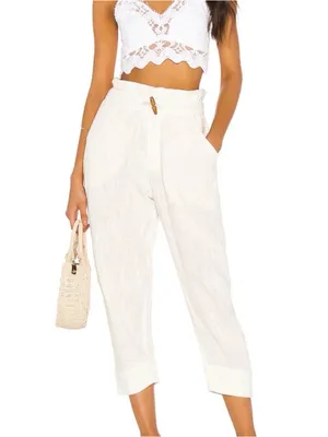 Free People Paradise Toggle Cropped White Pants, Size XS thumbnail 8