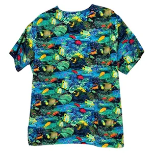 Five Star Fundamentals Women's Short Sleeve V-Neck Tropical Fish Scrubs Size L thumbnail 2