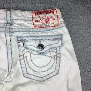 Vintage True Religion Billy Super T Jeans 27 Y2K Low Rise Flare Ice Blue 29x32.5 thumbnail 16