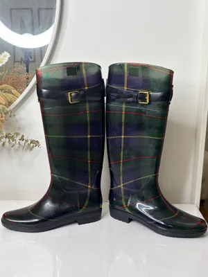 Lauren Ralph Lauren Plaid Tall Rain Boots Womens Sz 8 B Equestrian Preppy Riding thumbnail 7