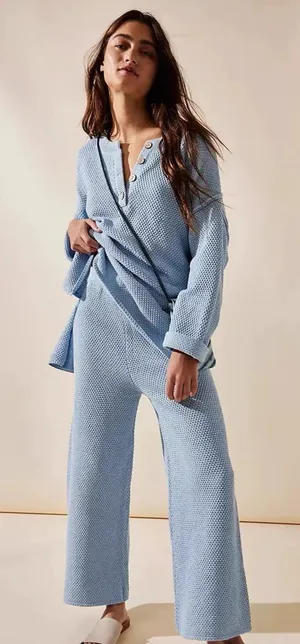 Free People Hailee Sweater Set - Soft Heather Blue S thumbnail 1