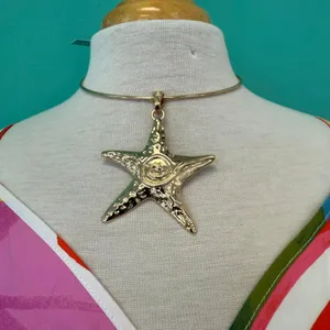 Nordstrom New Bijoux Envie 14K Gold Starfish Beach Statement Necklace thumbnail 3