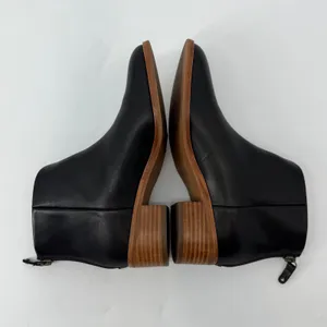 Soludos‎ Women Black Leather Venetian Low Bootie Ankle Boots Wood Heel Size 7 thumbnail 4