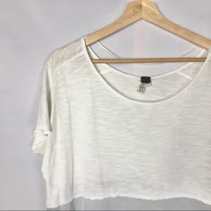 Free People We the Free Gray & Ivory Midnight Colorblock High‎ Low T-Shirt XS thumbnail 6