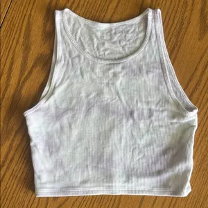 White And Purple American Eagle Ribbed Crop Top thumbnail 1