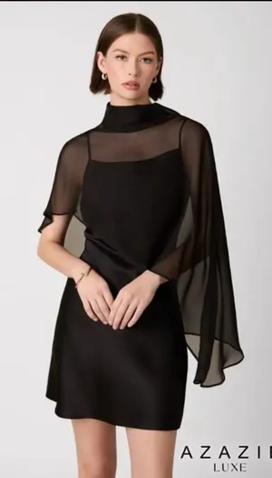 Azazie cape dress thumbnail 1