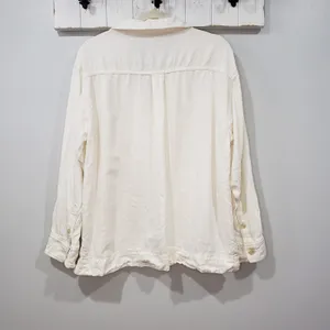 Faherty Sail Away Linen Denim Top Egret White Size S thumbnail 3