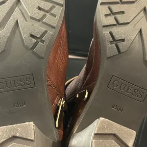 Guess Brown Leather Ankle Boots with Gold Buckle lace up. Read description. thumbnail 5