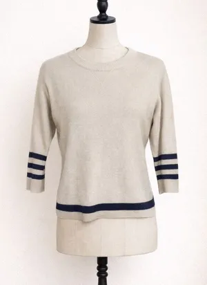 Madewell Cream Sweater w Stripe Detail | Size Small thumbnail 1