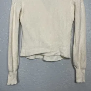 Moth Anthropologie Women XS Cream Faux Wrap Knit Sweater Long Sleeve Balletcore thumbnail 8