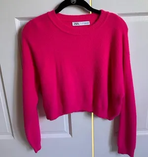 ZARA Hot Pink Sweater- Size Small thumbnail 1