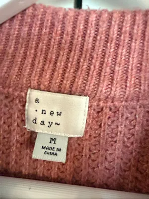 A new day pointelle rose pink mock neck sweater M thumbnail 4