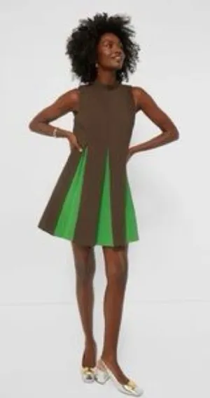 Tuckernuck Demitasse Griffiths Dress S Brown Green A-Line Mini NWT Mod thumbnail 1