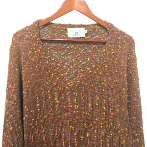 Judith‎ March Women Sweater M Brown Multicolor Popcorn Knit Boho Retro Y2K Indie thumbnail 3