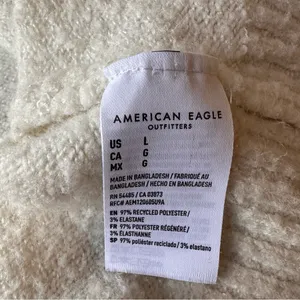 American Eagle Boucle Sweater Women's Size Large Cream Crewneck thumbnail 5