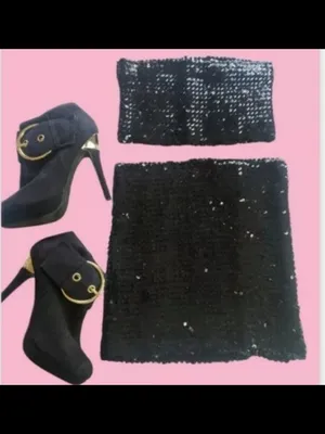Vintage 90’s black Sequin stretch mini skirt and tube top thumbnail 2