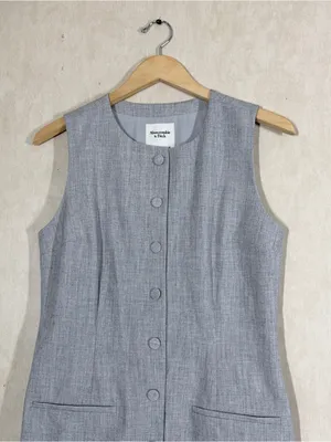 NWT Abercrombie & Fitch Women’s Mara High-Neck Vest Mini Dress Heather Grey S thumbnail 3