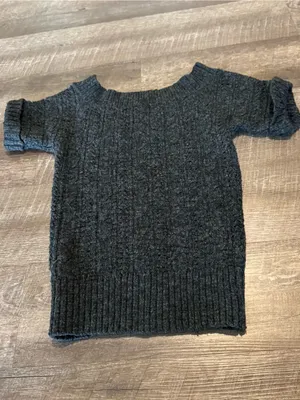 Abercrombie & Fitch Dark Gray Cable Knit Short-Sleeve Sweater thumbnail 5