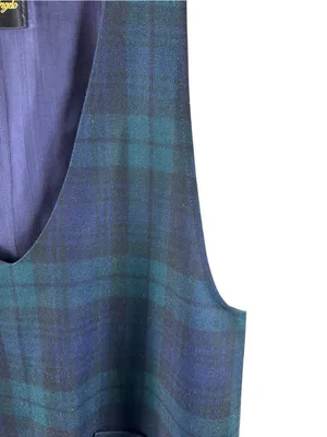 Vintage 90's Giorgio Sant'Angelo Black Watch Plaid Wool Jumper Dress 12 Pinafore thumbnail 3