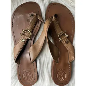 Tory Burch Tan Leather Flip Flops with Buckle size 8 thumbnail 3
