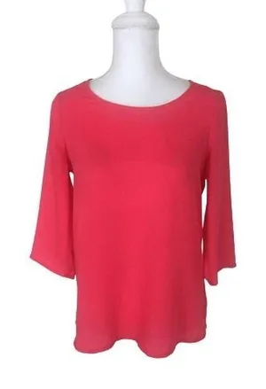 Express Bright Pink‎ 3/4 Sleeve Loose Pullover Blouse Top Size Small thumbnail 1