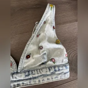 Wild Fable Denim Flower Denim‎ Bikini Crop Top thumbnail 2