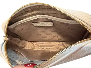 Michael Kors White Pebbled Leather Crossbody Bag Gold Tone Hardware Chain Purse thumbnail 6
