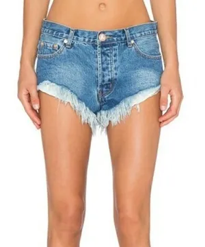 NWT One Teaspoon Sz 26 Mid Waist Rollers Cut Off Blue Denim Casual Jean Shorts thumbnail 1