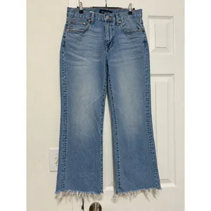 Aeropostale Boyfriend Flare Jeans Light Wash Raw Hem High Rise Size 4 Regular thumbnail 2