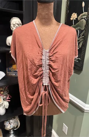 BKE Reddish Drawstring Ruched Top – XS (Fits XS–Large) thumbnail 1