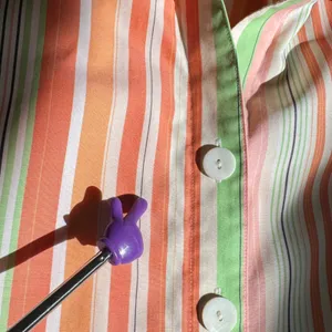 Y2K Coldwater Creek Large Orange Green Striped Cotton‎ Button Down Shirt H33599 thumbnail 7