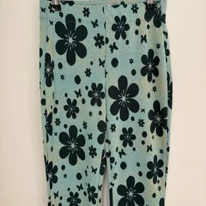 Urban Outfitters Bryn Floral Flare Pants S Green Retro Y2K Stretch Knit Boho thumbnail 4