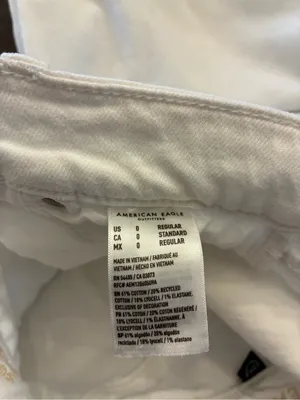 American Eagle Baggy Wide Leg Jeans Size 0 Super High Rise White Cargo Pockets thumbnail 3