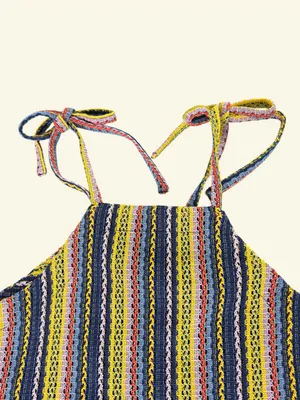 Madewell Texture & Thread Striped Tie Strap Tank Top Size Small Boho Crochet thumbnail 4
