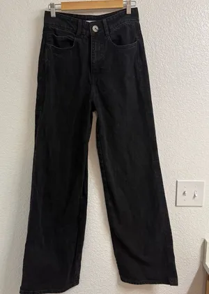 Zara black wide leg jeans size 6 thumbnail 1