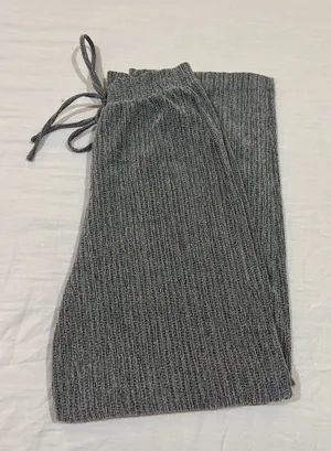 Zara Gray Ribbed Drawstring Pants thumbnail 1