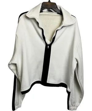 Teela half zip black and white active top size medium athleisure fleece lined thumbnail 1