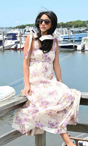 Zimmermann Rosa Striped Lilac Rose Picnic Dress Cotton Silk Maxi thumbnail 1